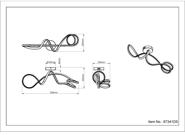 Lustră LED aplicată Globo 67341DS SWIRL LED/30W/230V negru