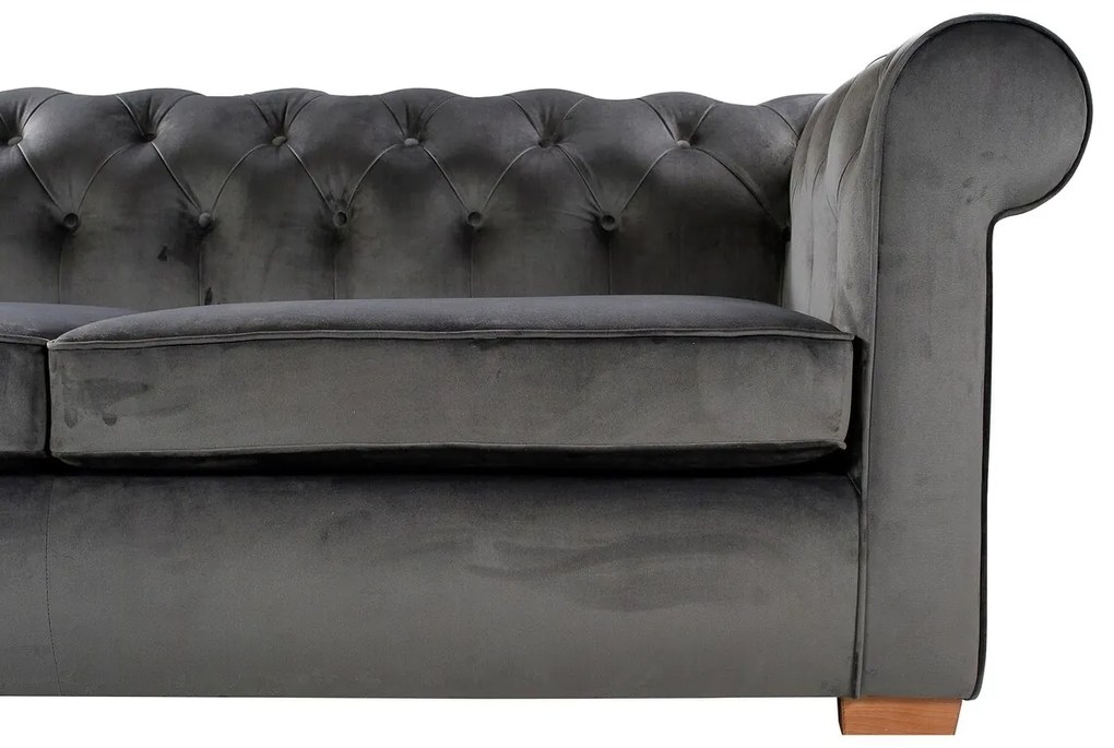 Canapea extensibila Oxford Chesterfield, 88x216x75 cm, 3 locuri, Antracit