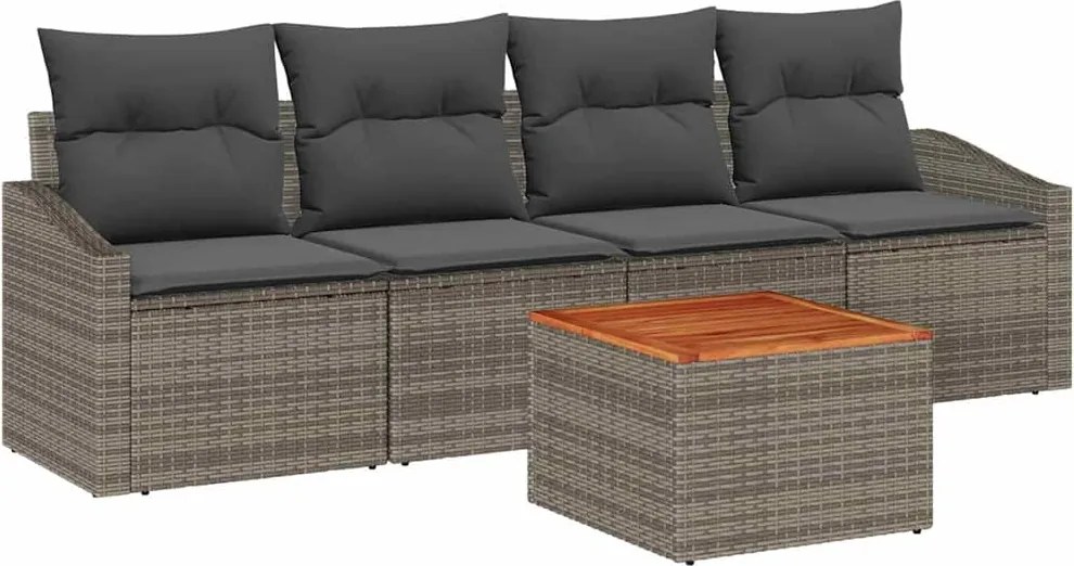 vidaXL Set de canapele pentru grădină 5 pcs Gri poliratan