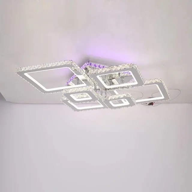 Lustra LED Cu Telecomanda, Elit's Cristal, Cromat , 250W, RGB