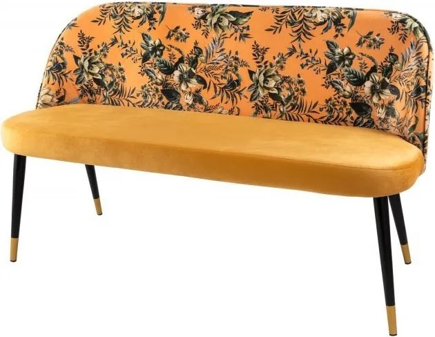 Bancheta moderna tapitata cu model floral Boutique galben