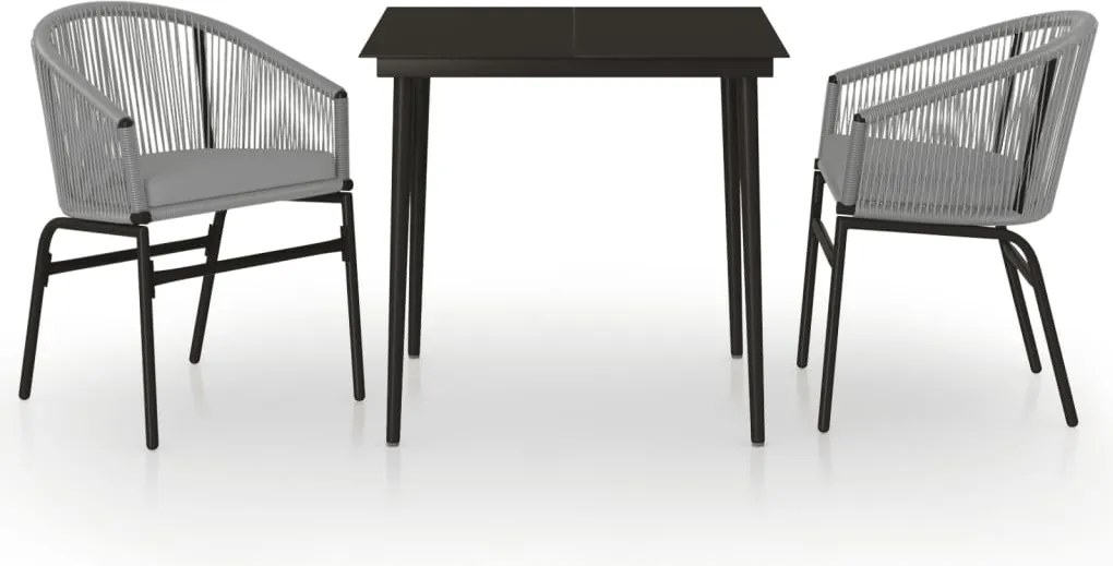 vidaXL Set mobilier de grădină, 3 piese, gri