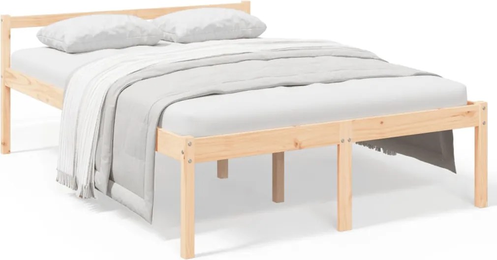 vidaXL Pat pentru seniori dublu, 135x190 cm, lemn masiv de pin