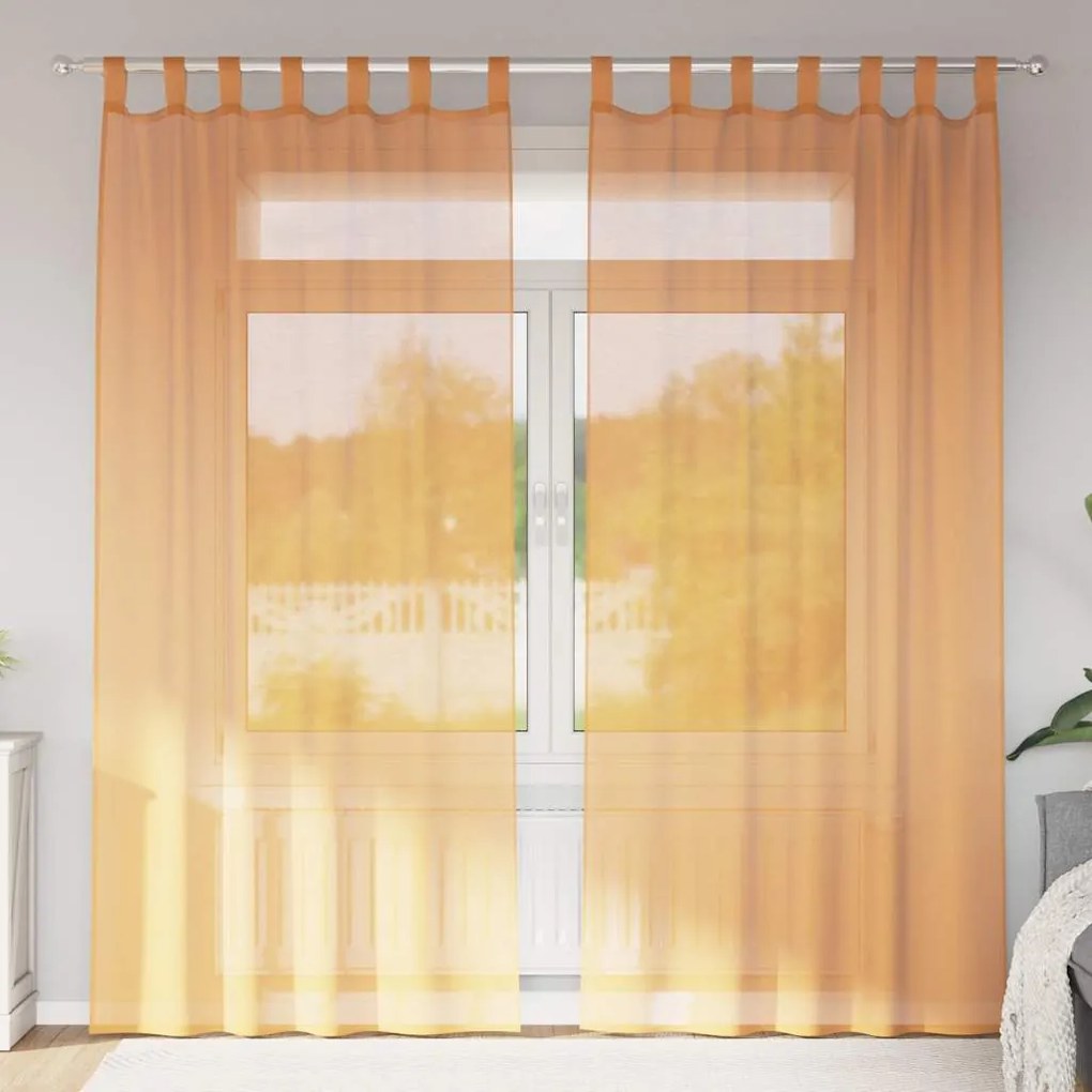 vidaXL Perdele Voile cu Bucle 2 buc Portocaliu 140x225 cm