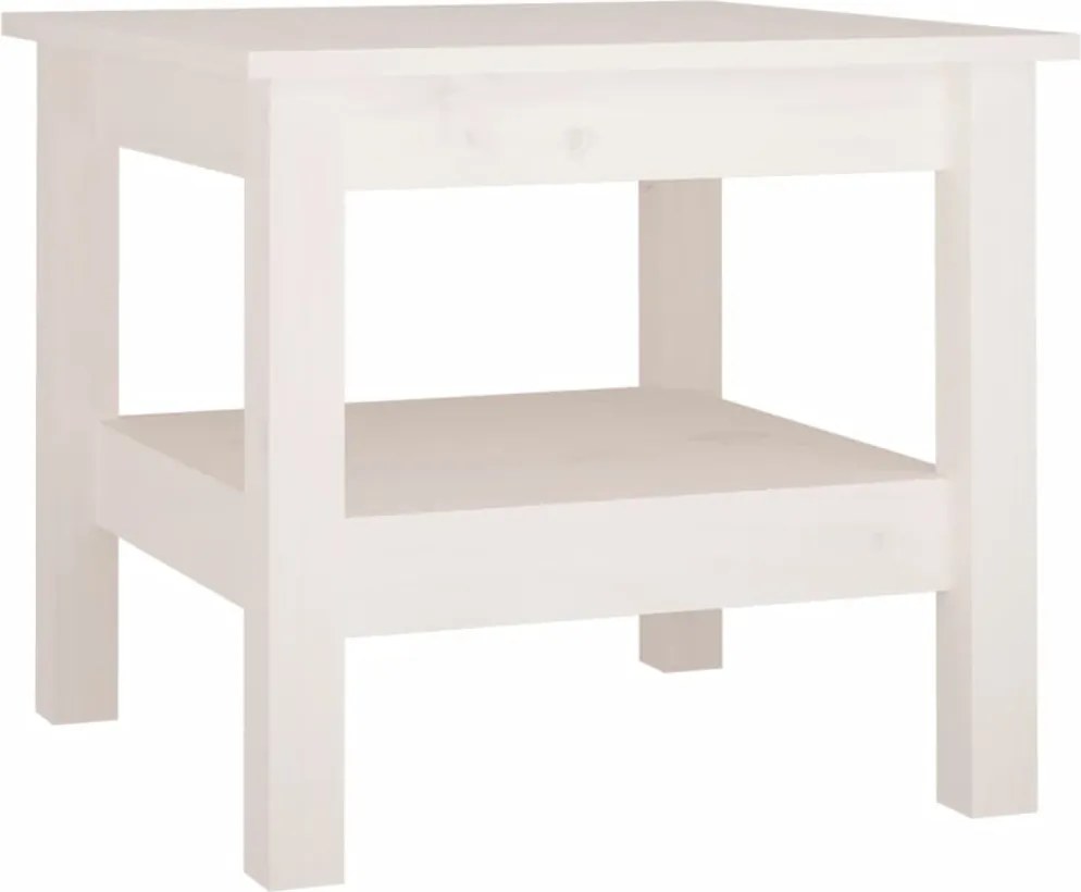 vidaXL Masă de cafea albă 45x45x40 cm, lemn masiv de pin
