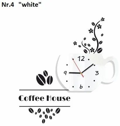 Ceas decorativ Coffee House pentru bucătărie Alb