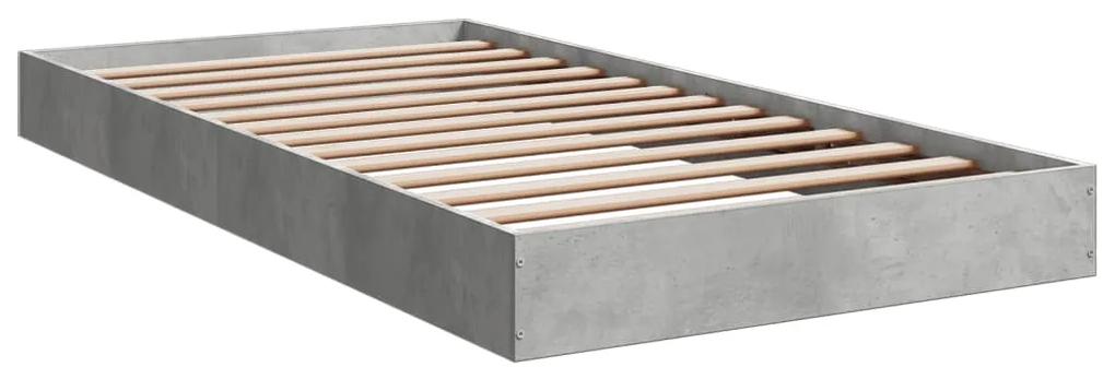 842059 vidaXL Cadru de pat, gri beton, 100x200 cm, lemn prelucrat