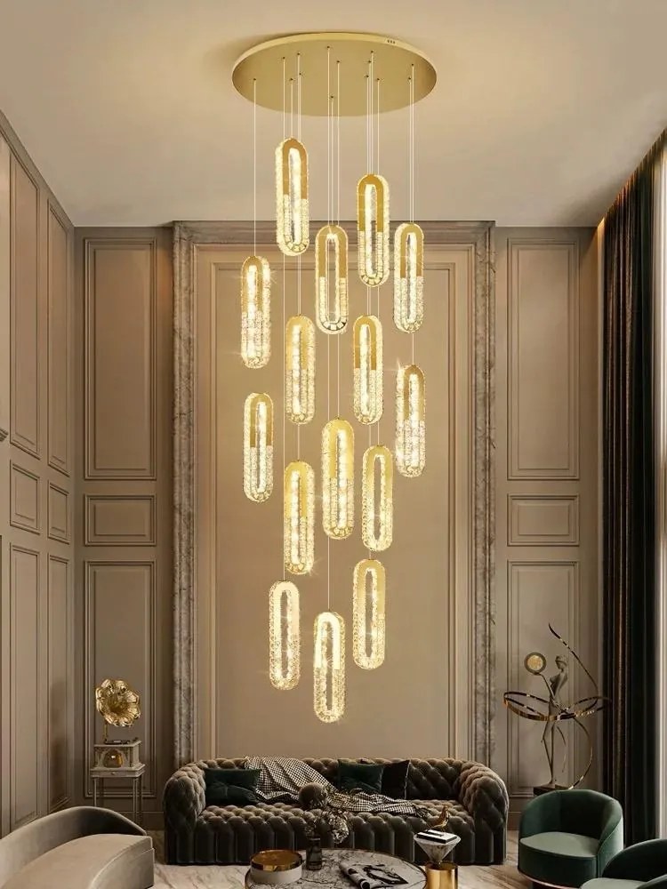 Candelabru Cristal,15 Leduri, Metal, 351W, Auriu