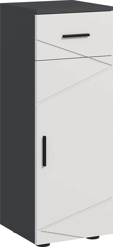 Kleankin Dulap de baie din PAL cu sertar și dulap reglabil cu 2 niveluri, 30x30x82 cm, de culoare gri | Aosom Romania