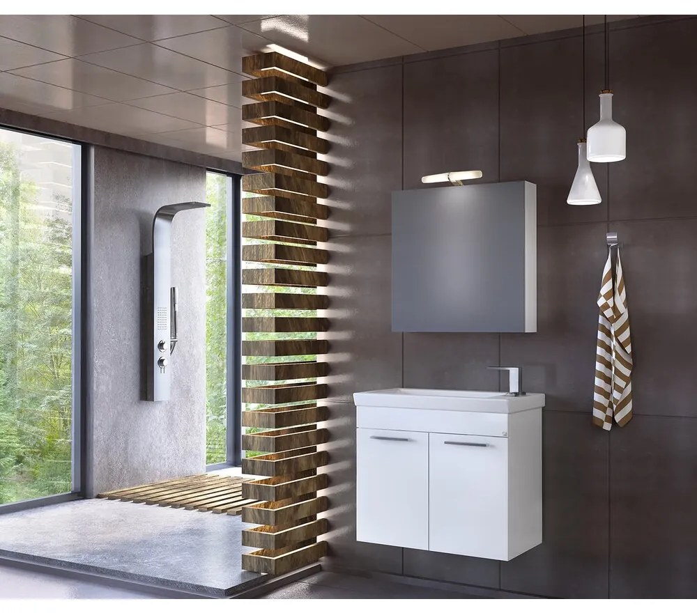 Set dulap baza suspendat alb si lavoar Drop Status 60 cm