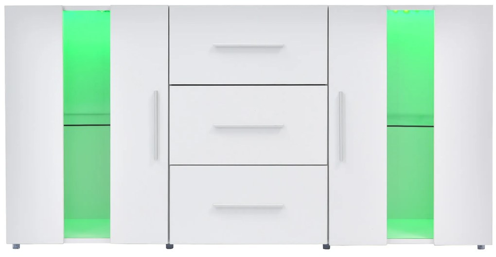 Comodă modernă cu lumini LED multicolore, Alb | Aosom Romania