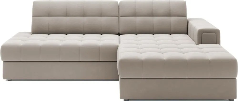 Colțar bej extensibil cu tapițerie din catifea (cu colț pe partea dreaptă/cu șezlong) Blezalt – ELTAP