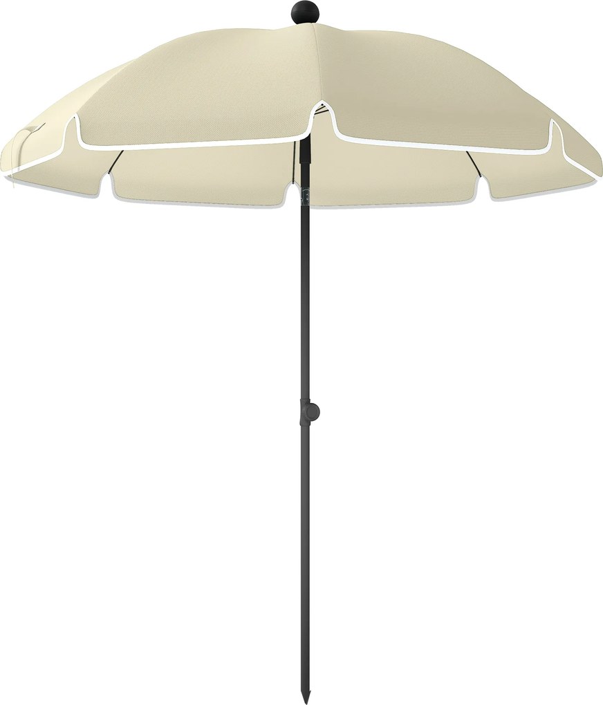 Outsunny Umbrelă de plajă Ø150 cm rezistentă la apă pliabilă umbrelă de plajă cu ancoră de nisip înclinare reglabilă geantă de transport bej | Aosom Romania