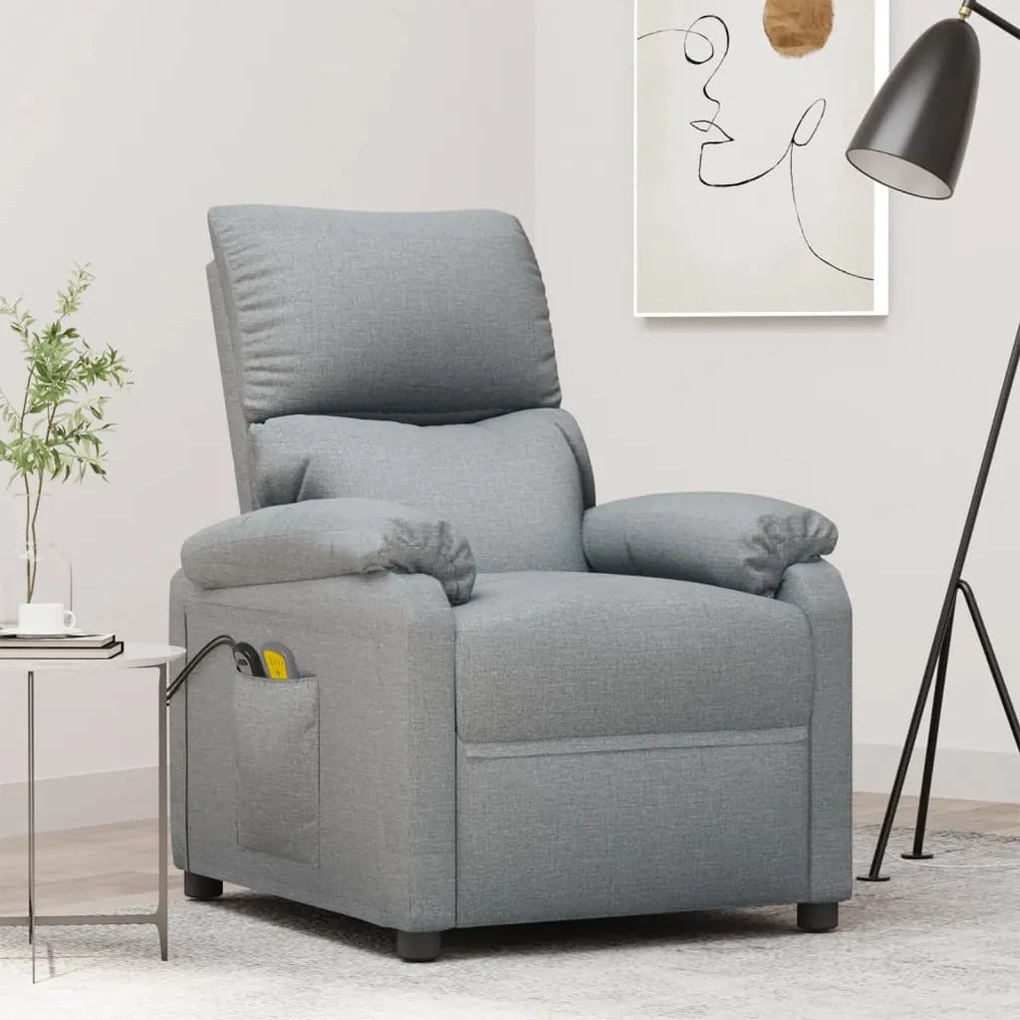 3073827 vidaXL Fotoliu de masaj electric rabatabil, gri deschis, textil