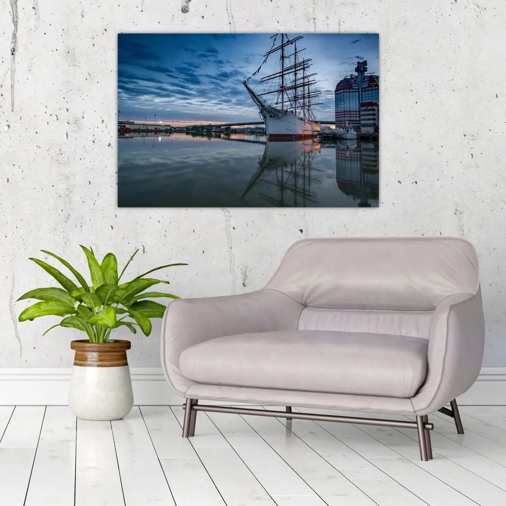 Tablou cu barcă cu pânze (90x60 cm)