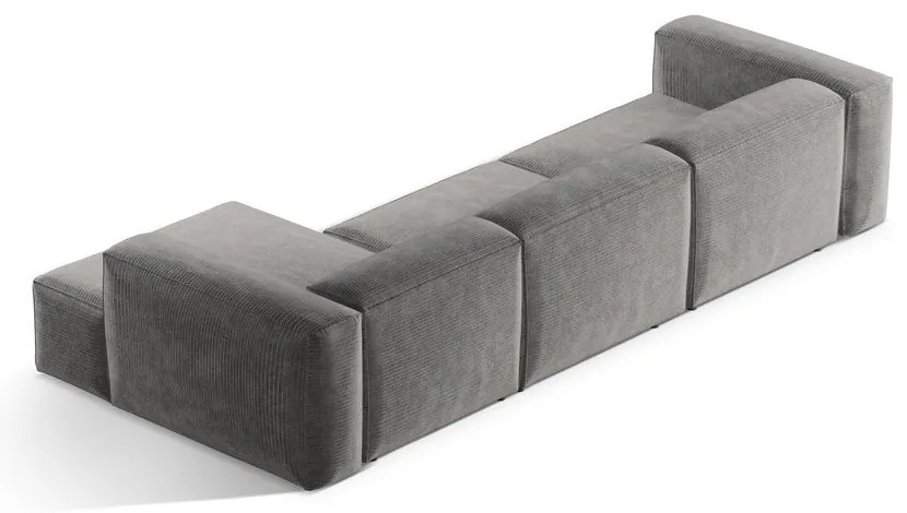 Colțar gri deschis cu tapițerie din catifea reiată (cu colț pe partea dreaptă/cu șezlong) Bergamo – Cosmopolitan Design