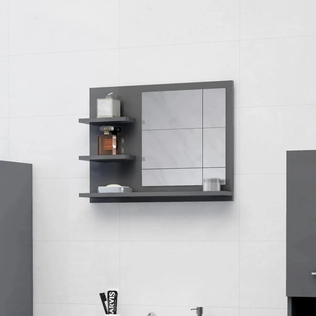Oglinda de baie, gri extralucios, 60 x 10,5 x 45 cm, PAL gri foarte lucios