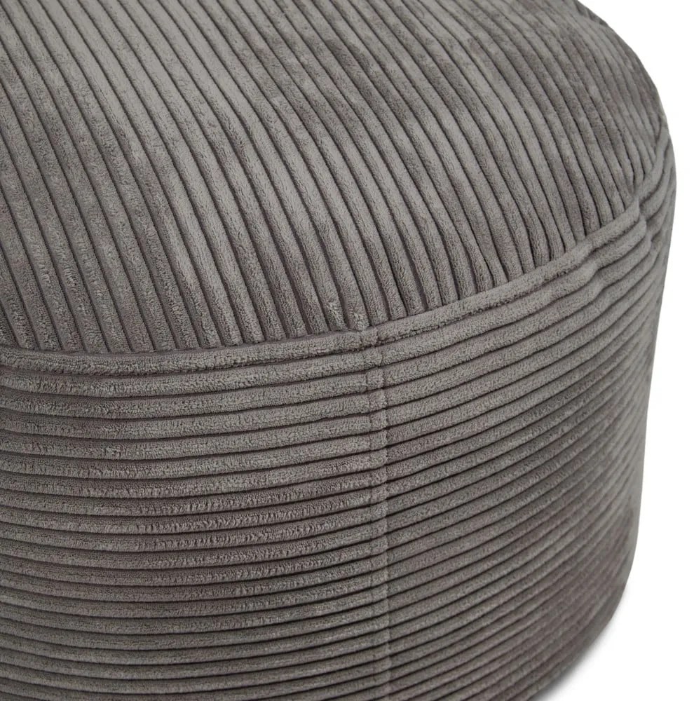 Taburet gri închis cu tapițerie din catifea reiată Om 60 – SLOWDOWN