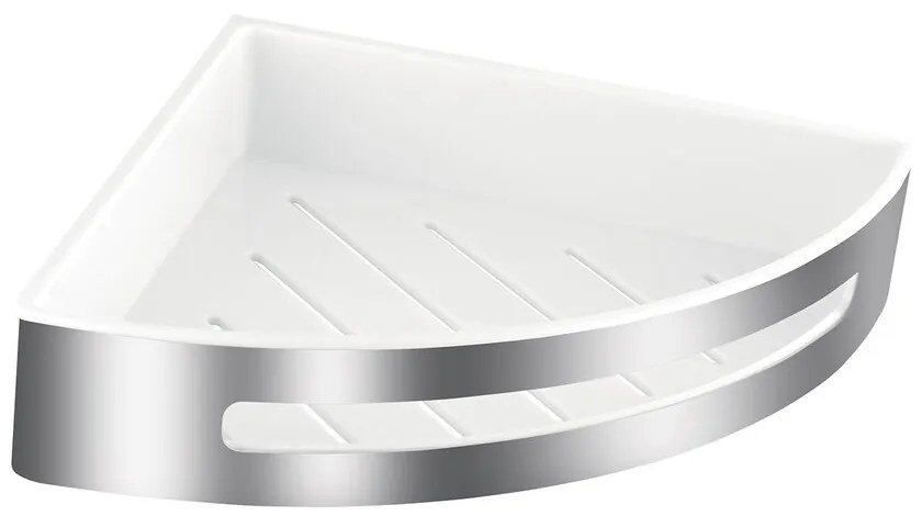 Etajera dus de colt mare Ferro Emotion alb - inox