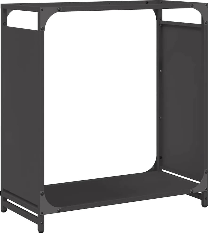 vidaXL Suport pentru lemne de foc negru Oțel laminat la rece