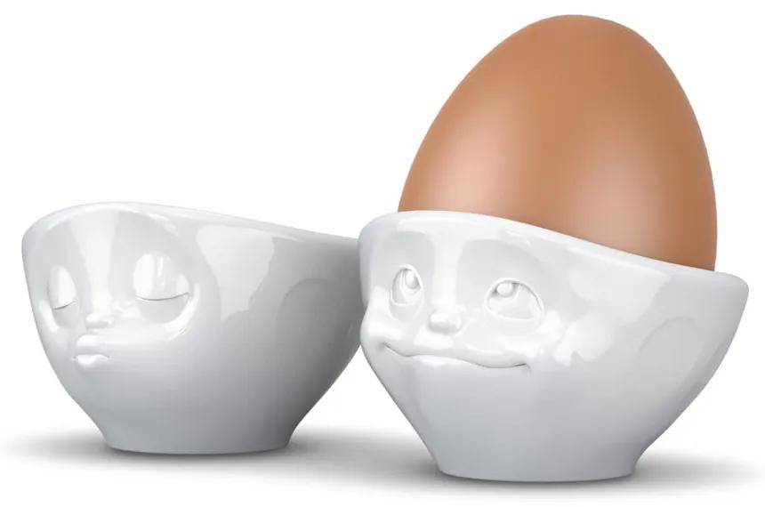 Set 2 suporturi din porțelan pentru ouă, 58products Kissing &amp; Dreamy, alb