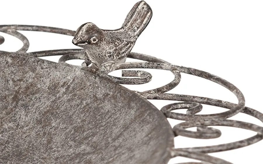 Hranitoare decorativa pasari, maro, din metal, aspect vintage
