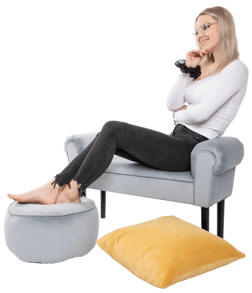 Bancă, catifea Velvet, gri deschis/negru, BURDA