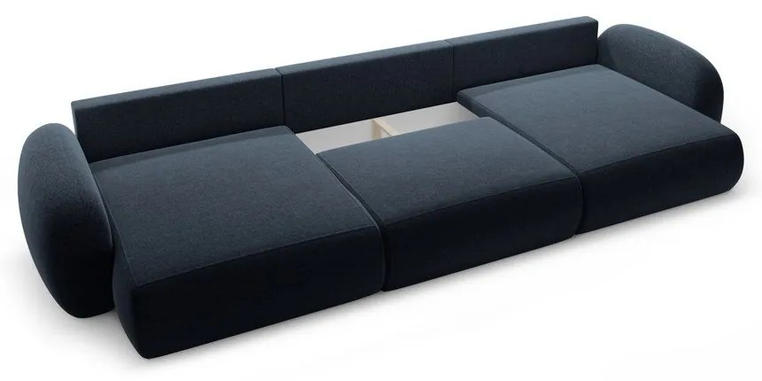 Colțar albastru închis extensibil/cu spațiu de depozitare cu tapițerie din chenille (în formă de "U") Tonale – Cosmopolitan Design