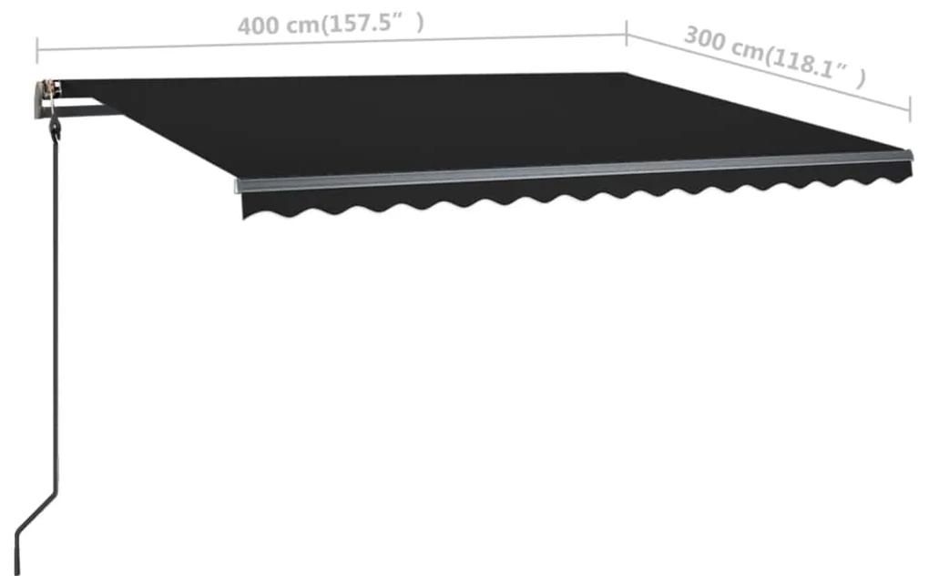 Copertina retractabila manual, cu LED, antracit, 4x3 m Antracit, 4 x 3 m