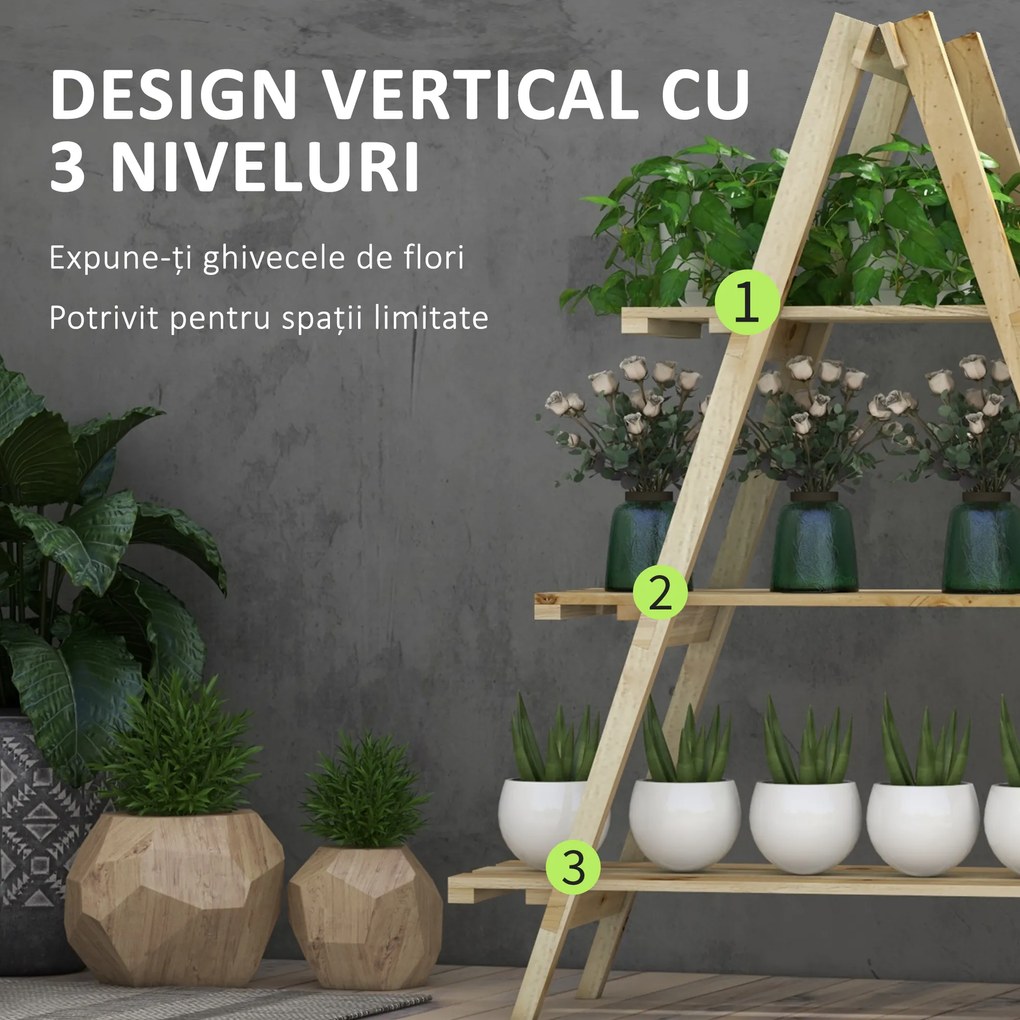 Suport de plante din lemn Outsunny , suport pentru ghivece | Aosom Romania