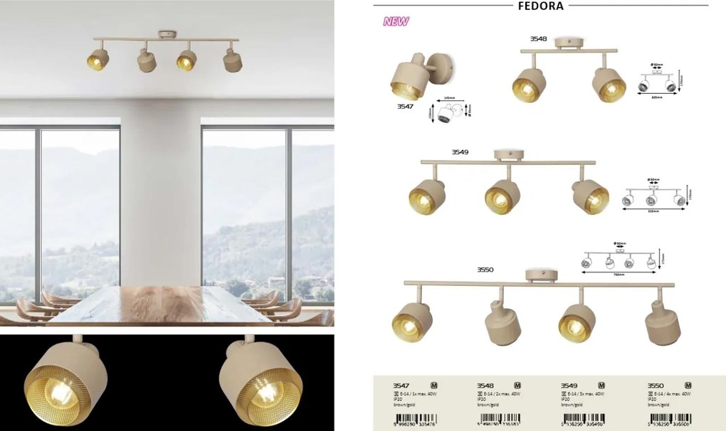 Lustra cu 3 spoturi design modern Fedora 3549 RX