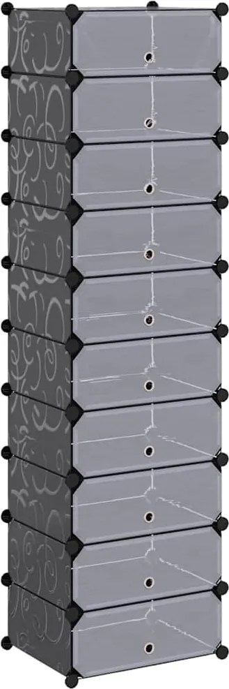 vidaXL Organizator de pantofi interconectat, 10 compartimente, negru
