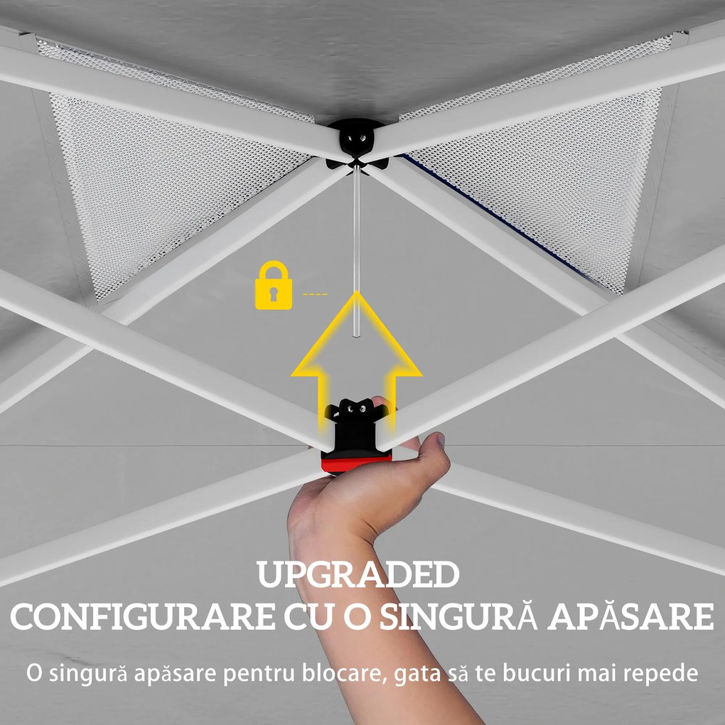 Outsunny Pavilion 3x3m Pliabil, Montaj Ușor cu Buton, UPF 50+ Protecție | Aosom Romania