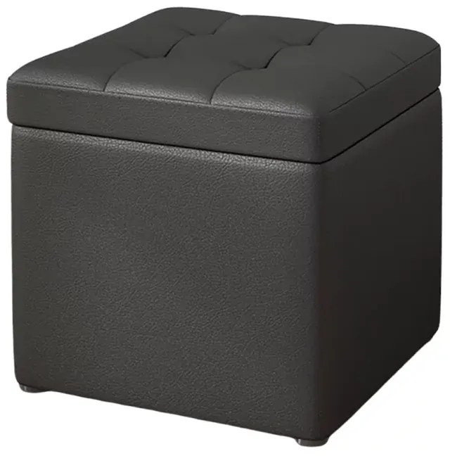 Taburet cu spațiu de depozitare, 30x30x35cm, Negru &ndash; Design modern din MDF, PU și burete
