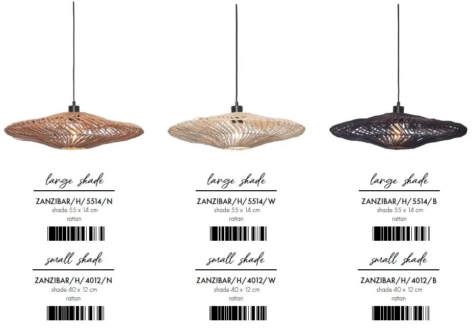 Lustra/Pendul eco din ratan Zanzibar flat 40cm S, bl