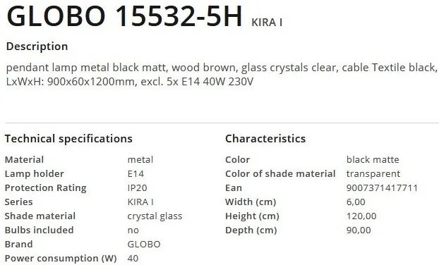 Lustra suspendata design modern Kira I negru, maro