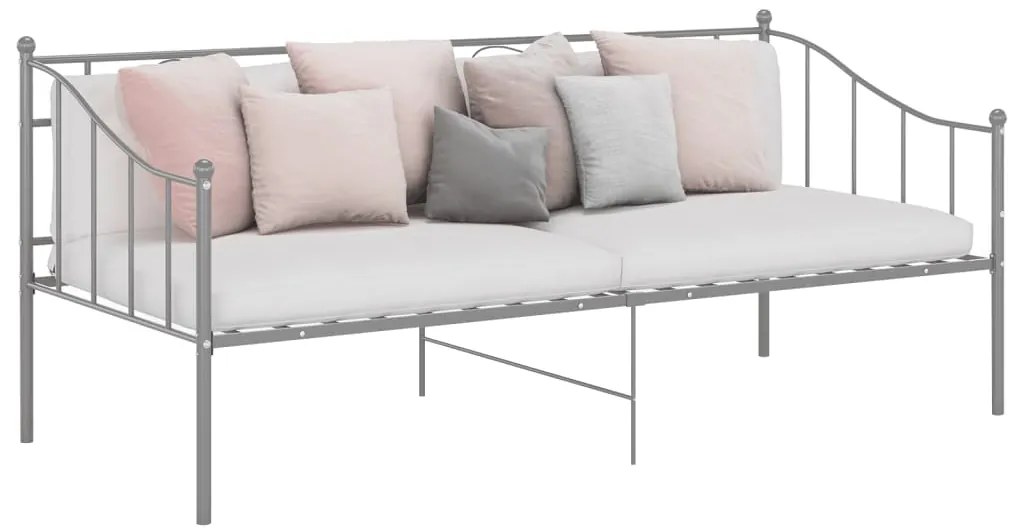 vidaXL Cadru pat canapea, gri, 90x200 cm, metal