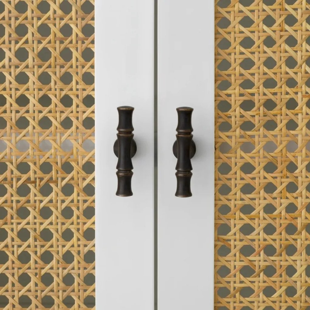 Comoda LUX, Lemn, Rattan, Bahamas alb