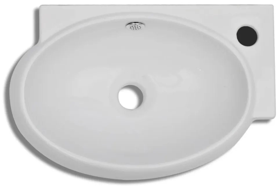 Chiuveta de baie, orificiu robinet  preaplin, alb, ceramica Alb