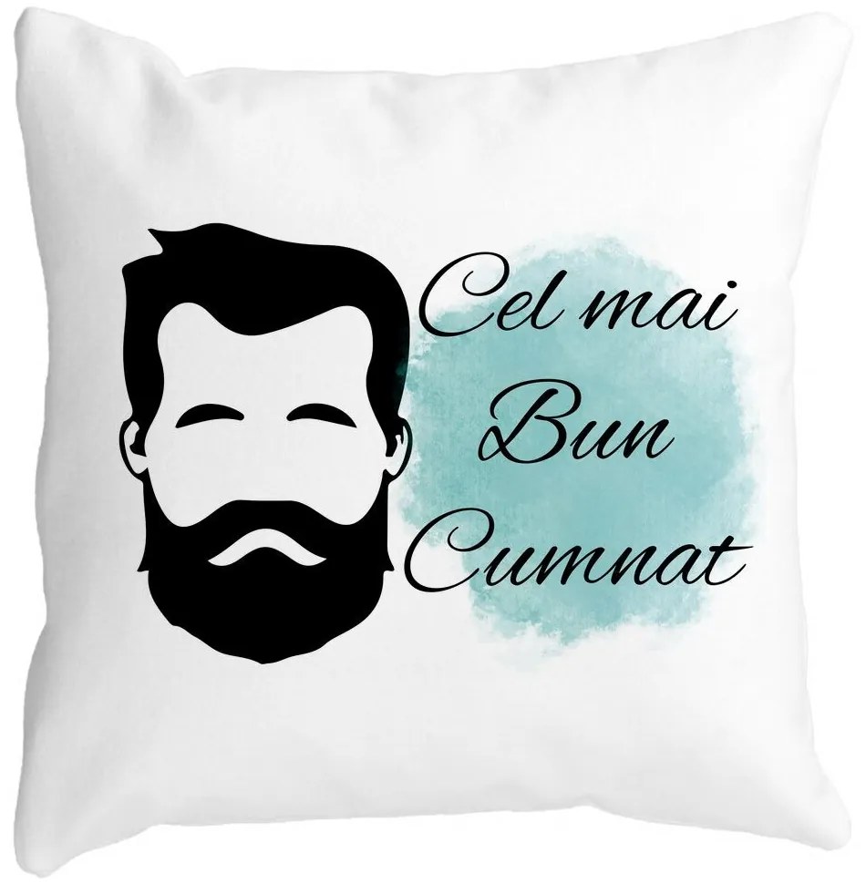 Perna Decorativa pentru Cumnat 1, 40x40 cm, Alba, Mata, Husa Detasabila, Burduf