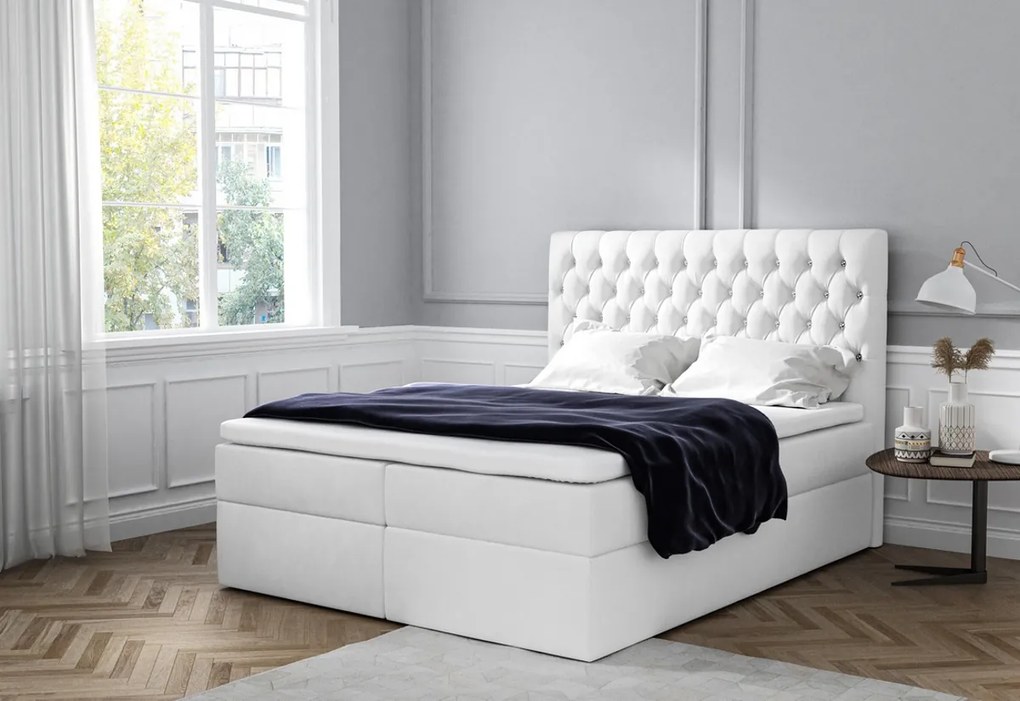 Supermobel Pat tapițat boxspring MONET + topper, 120x200, jasmine 20