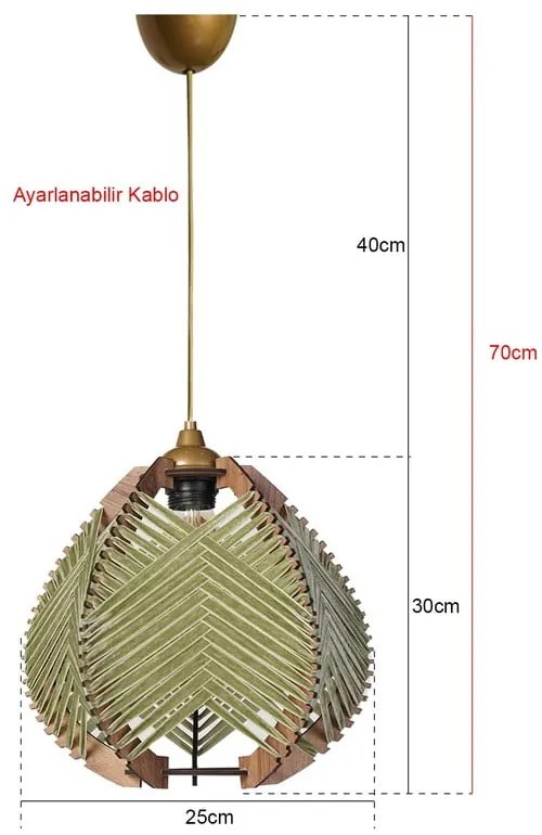 Lustră verde/în culoare naturală cu abajur textil ø 25 cm Yola – Opviq lights