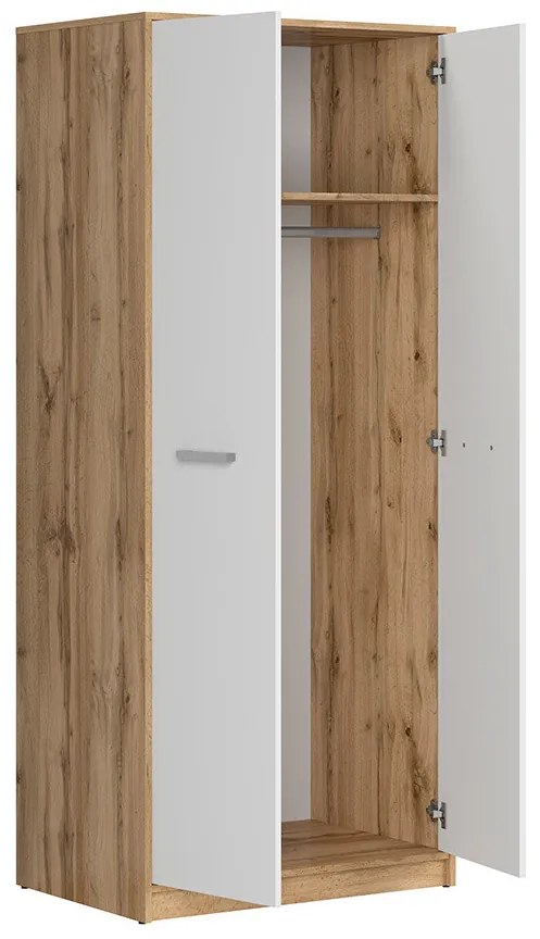 Dulap de haine Matos SZF2D (Stejar wotan + Alb). Promo -18%. 1025982