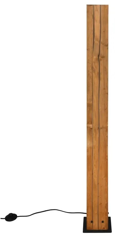 Lampadar negru/în culoare naturală cu abajur din lemn (înălțime 121 cm) Karuni – Trio