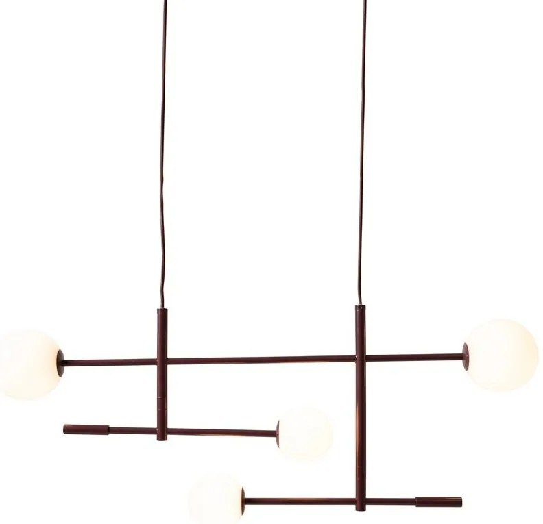 Lustra metal visiniu cu 4 globuri sticla Copenhagen