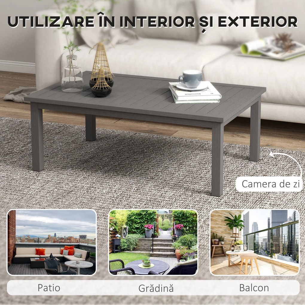 Outsunny Măsuță de Cafea din Aluminiu pentru Exterior 100x60cm, Măsuță Laterală Dreptunghiulară, Argintiu | Aosom Romania
