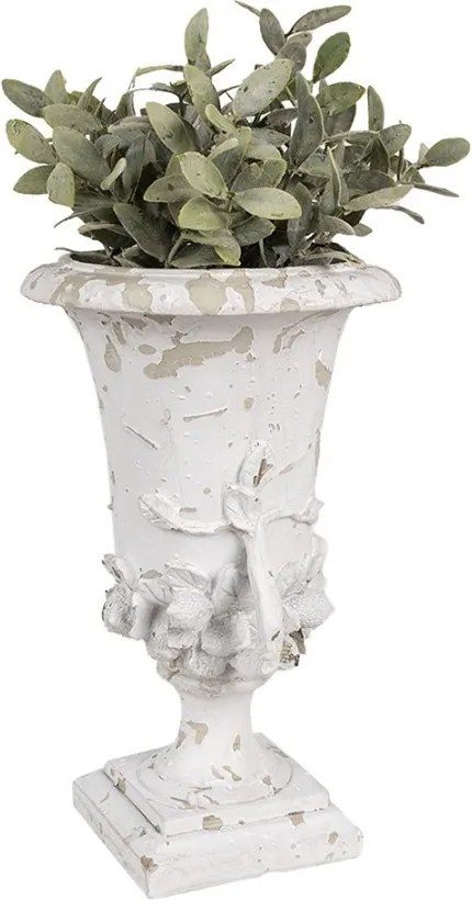 Vază decorativă pentru flori, alb-bej, Ø19x28 cm, din polirasină, stil rustic
