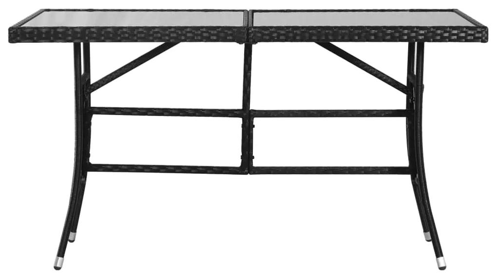 Masa de gradina, negru, 140 x 80 x 74 cm, poliratan 1, 140 cm