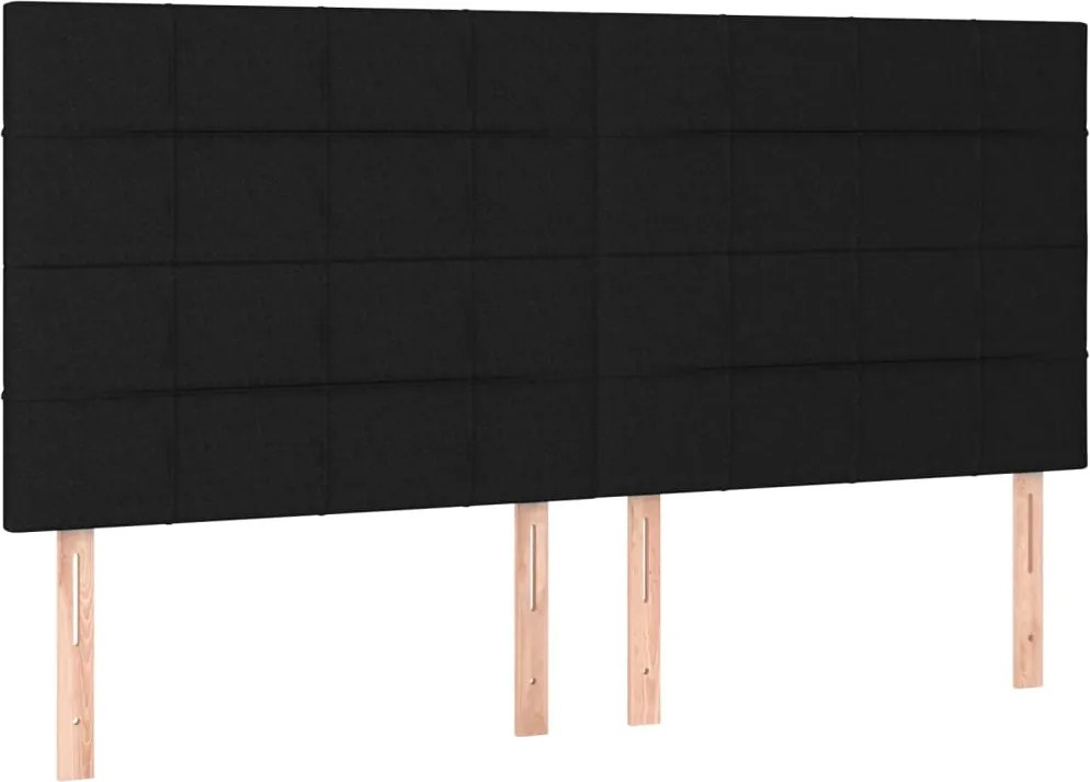 vidaXL Tăblie de pat neagră 180x5x118/128 cm, material textil