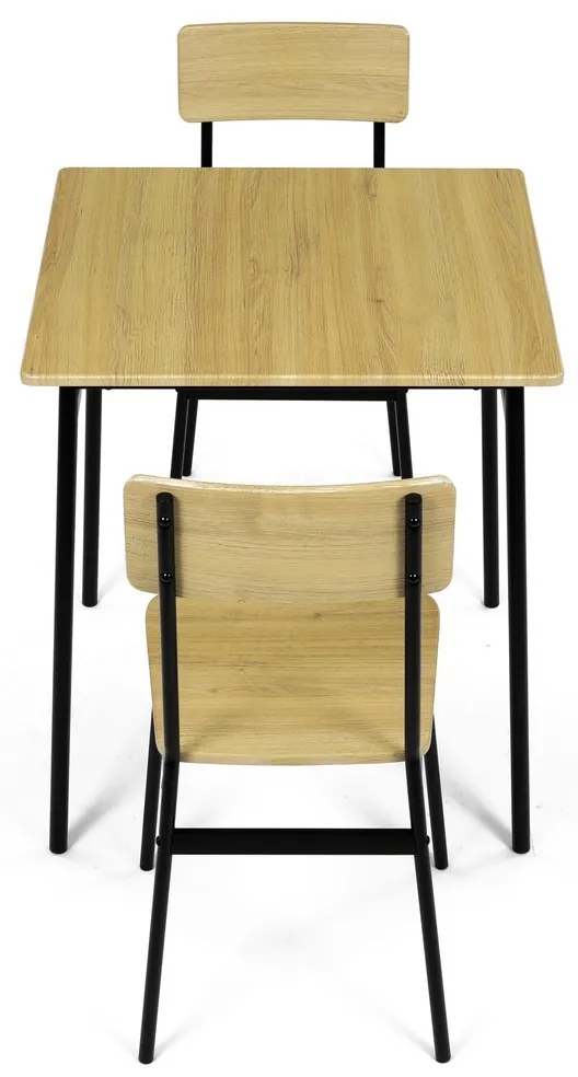 Set de masă Industrial cu 2 scaune, 70 x 70 x 76cm, stejar sălbatic